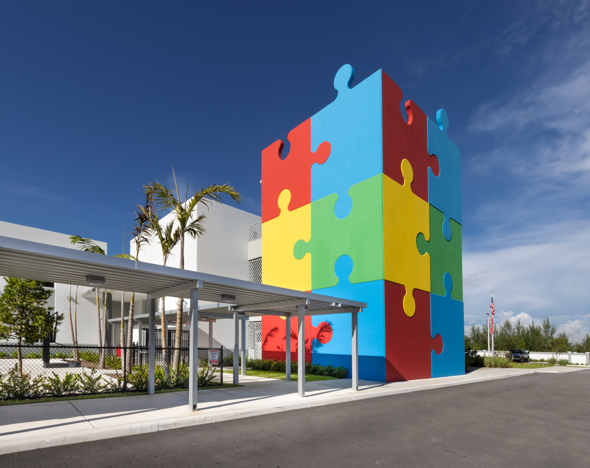 Architectural view of the South Florida Autism Charter School  in Miami FL.